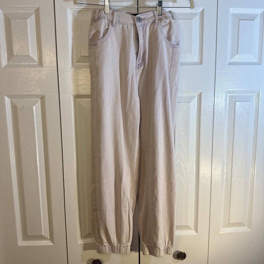 VICI Women's Small Mara Vintage Wash Denim Joggers Baby Lavender NWT